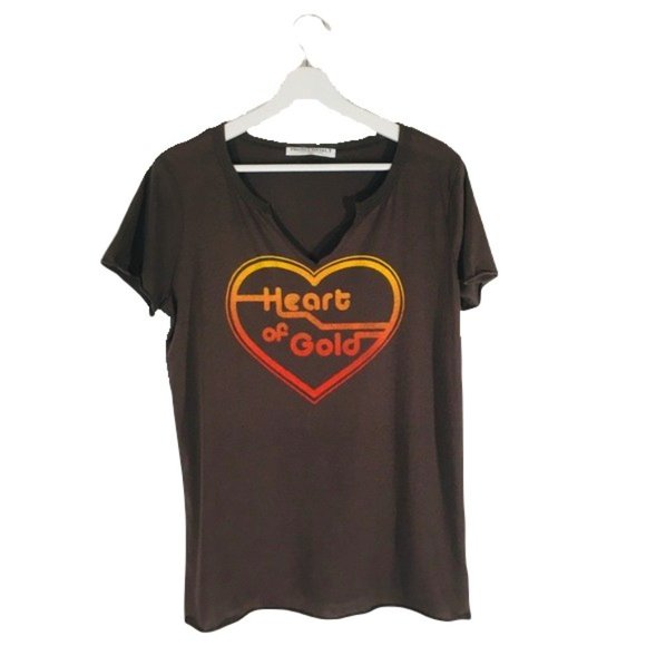 Project Social T Heart of Gold Tee Graphic Retro Vintage Raw Hem Detail Size Med - Picture 4 of 5